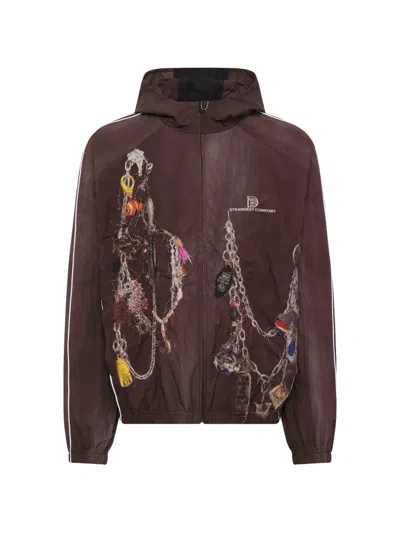 Doublet Embroidered Chain Track Jacket In Brown