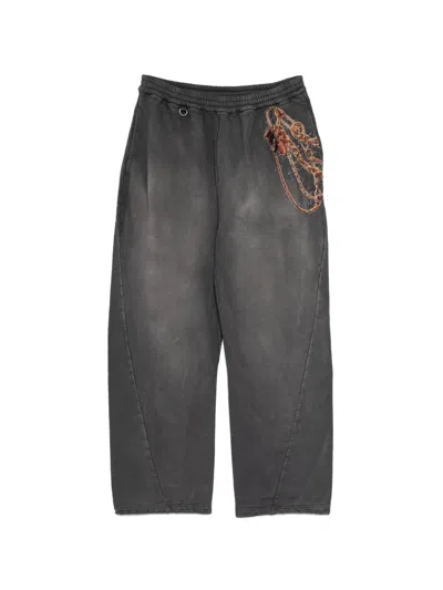 Doublet Chain-embroidery Track Pants In Gray