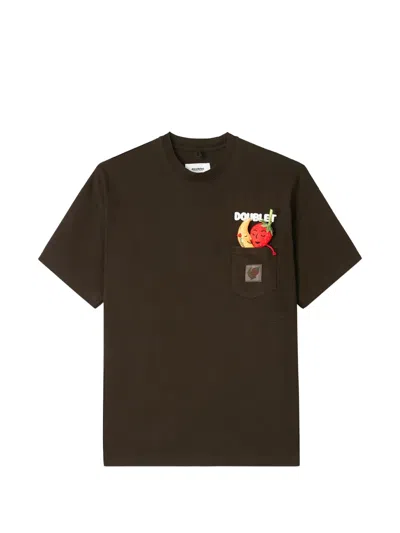 Doublet 캐릭터 패치 체스트 포켓 티셔츠 In Brown