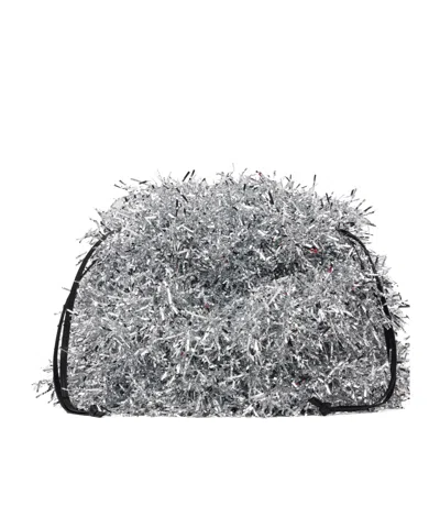 Doublet Cheerleading Pompon Clutch In Silver