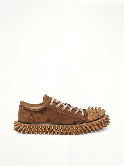 Doublet Dirty Spike Toe Cap Canvas Sneaker In Brown
