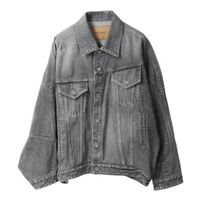 Doublet Distorted Cutting Denim Jacket In Black