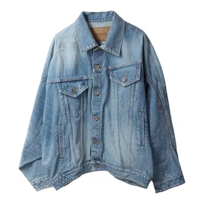 Doublet Distorted Cutting Denim Jacket In Blue