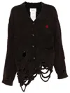Doublet Distressed-effect Knitted Cardigan In Black