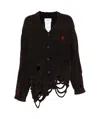 Doublet Distressed-effect Knitted Cardigan In Black
