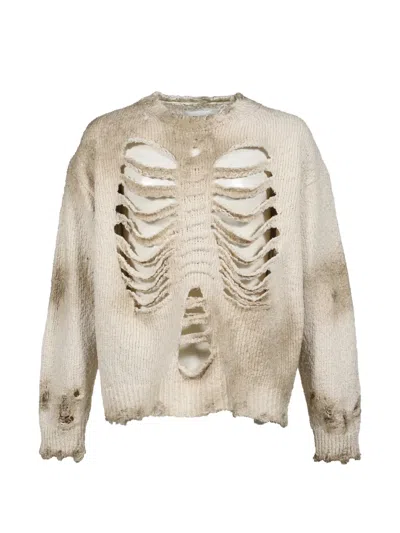 Doublet Distressed-effect Sweater In Neutral
