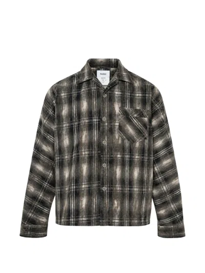 Doublet Dust Check-pattern Flocky-finish Pajama Shirt In Black