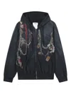 Doublet Embellished Zip-up Hoodie In Black
