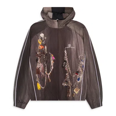 Doublet Embroidered Chain Track Jacket Grey In Brown
