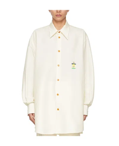 Doublet Embroidered Cotton Shirt In White