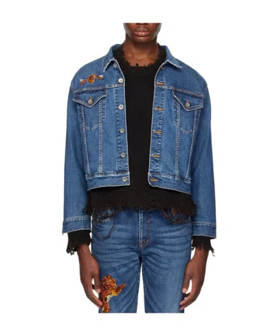 Doublet Embroidered Denim Jacket In Blue