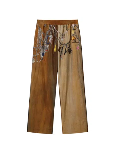 Doublet Embroidered Distressed Trousers In Animal Print