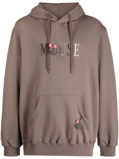 Doublet Embroidered-motif Cotton Hoodie In Grey