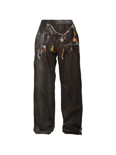 Doublet Embroidered Track Pants In Brown