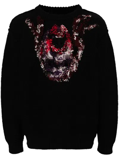 Doublet Embroidered Wool Jumper In Black