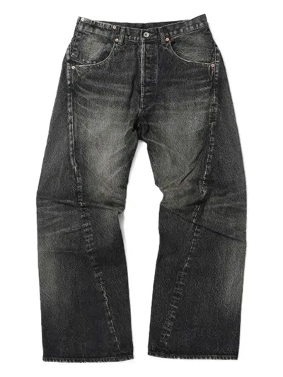 Doublet Faded Patchwork Jeans In Black