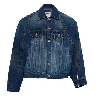 Doublet Filleted Zip Denim Jacket In Blue