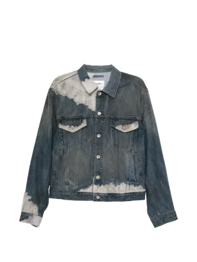 Doublet Fleece-trim Faded Denim Jacket In Blue