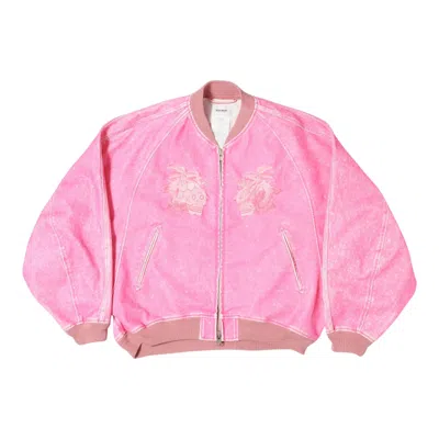 Doublet Flocked Deinm Souvenir Jacket In Burgundy