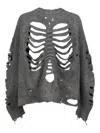 Doublet Frayed Rib-cage Sweater In Gray