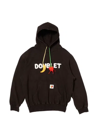 Doublet Fruit-appliqué Cotton Hoodie In Brown