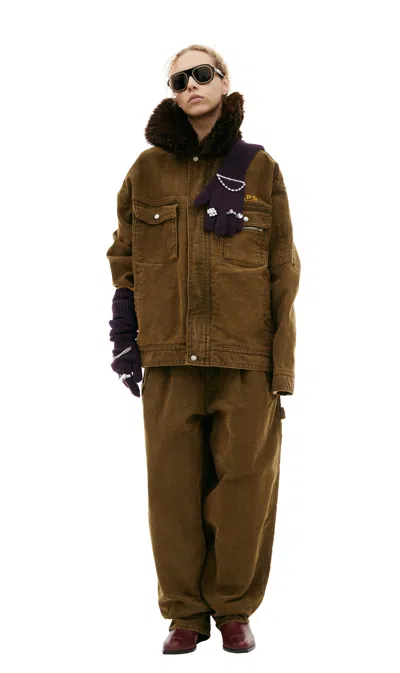 Doublet Fur Collar Jacket In Brown