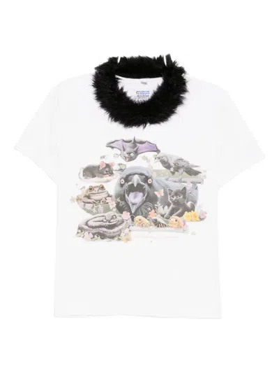 Doublet Furry-collar T-shirt In White