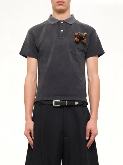 Doublet Gas Mask Bear Polo Shirt In Black