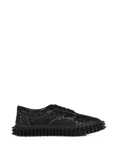 Doublet Glitter-detail Spiked-sole Sneakers In Black