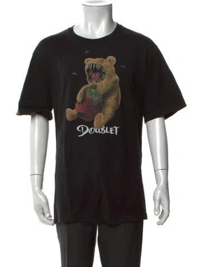 Pre-owned Doublet Graphic Print Crew Neck T-shirt In Black