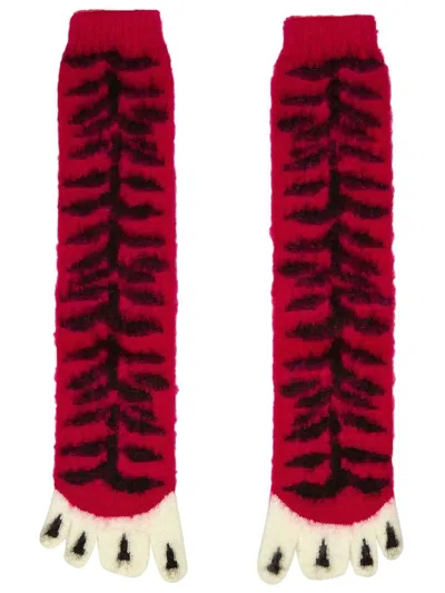 Doublet Graphic-print Toe-slip Socks In Pink