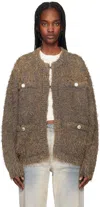 Doublet Gray Tweed Knit Cardigan In Grey