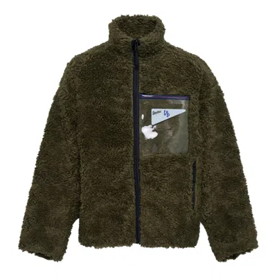 Doublet Hemp Faux Fur Zip-up Jacket In Burgundy