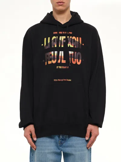 Doublet Hidden Msg Emb Hoodie In Black