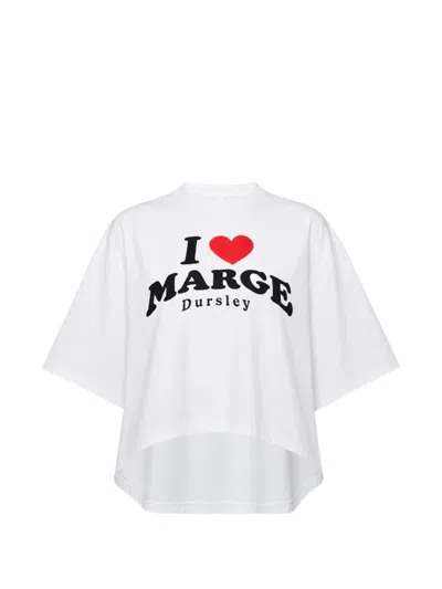 Doublet I Love Marge Dursley Print Asymmetric T-shirt In White