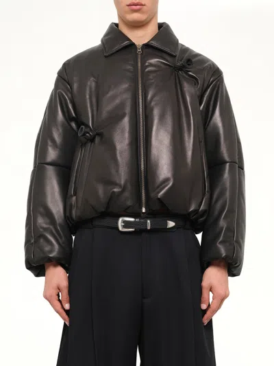 Doublet Inflated Balloon Leather Jacket In Black