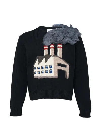 Doublet Smoking Factory Intarsia Knit Pullover In Black