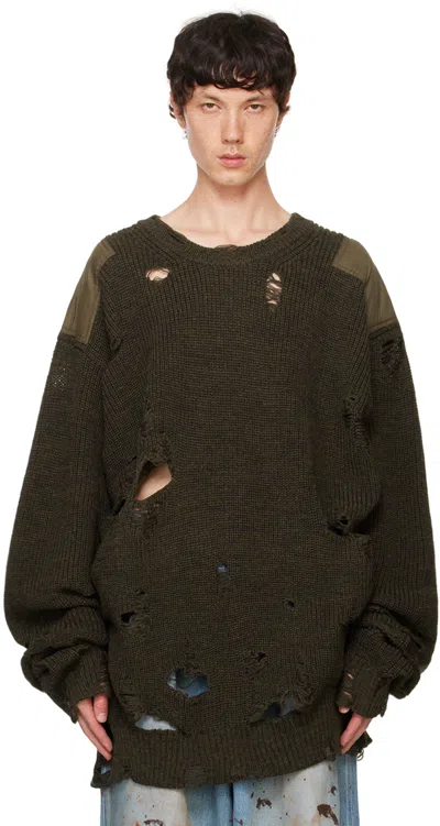 Doublet Khaki Oversized Military Sweater