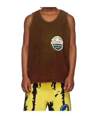 Doublet Kiwi Embroidered Logo Patch Vest In Brown