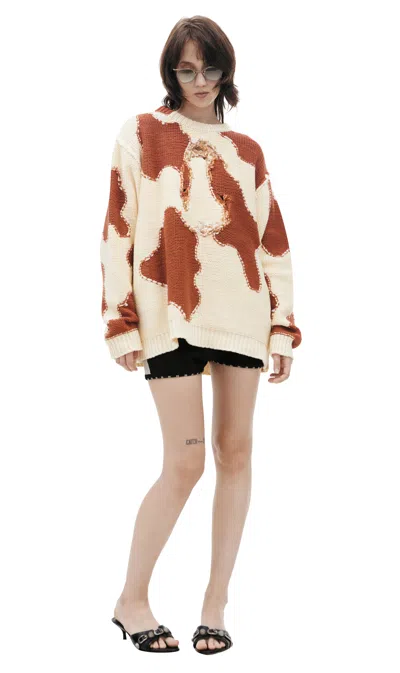 Doublet Knitted Cotton Sweater In Brown