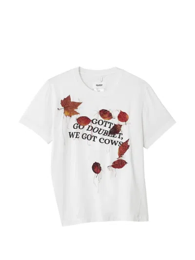 Doublet Leaf-patchwork Cotton T-shirt In White