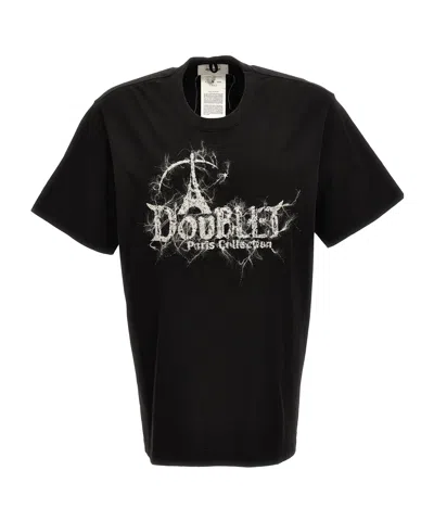 Doublet Logo-embroidery Cotton T-shirt In Black