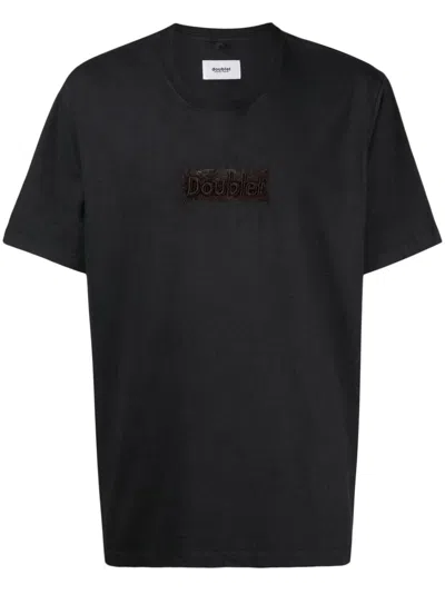 Doublet Logo-patch Organic Cotton T-shirt In Grey