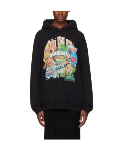 Doublet Logo-print Cotton Hoodie In Black