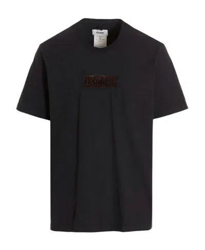Doublet Logo-patch Organic Cotton T-shirt In Black