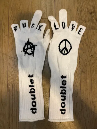 Pre-owned Doublet Love Fuck Finger Signs Gloves In White