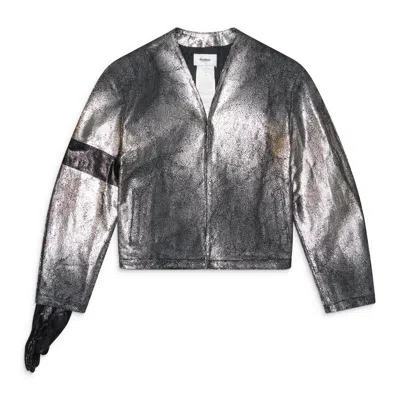 Doublet Moon Walk Leather Jacket Silver In Gray