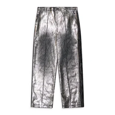 Doublet Moon Walk Leather Pants Silver In Black