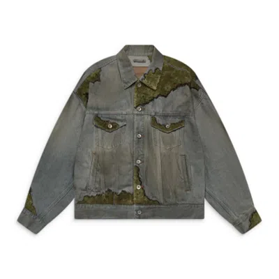 Doublet Moss-grown Wood Denim Jacket Blue In Gray