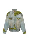 Doublet Moss-patchwork Denim Jacket In Blue